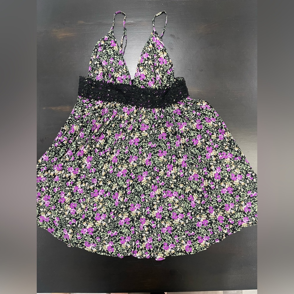 TELA Ditsy Floral Fit and Flare Mini Dress Sz Small